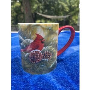 LANG December Dawn Cardinal 14oz Christmas Mug by Rosemary Millette NEWWBox 4898